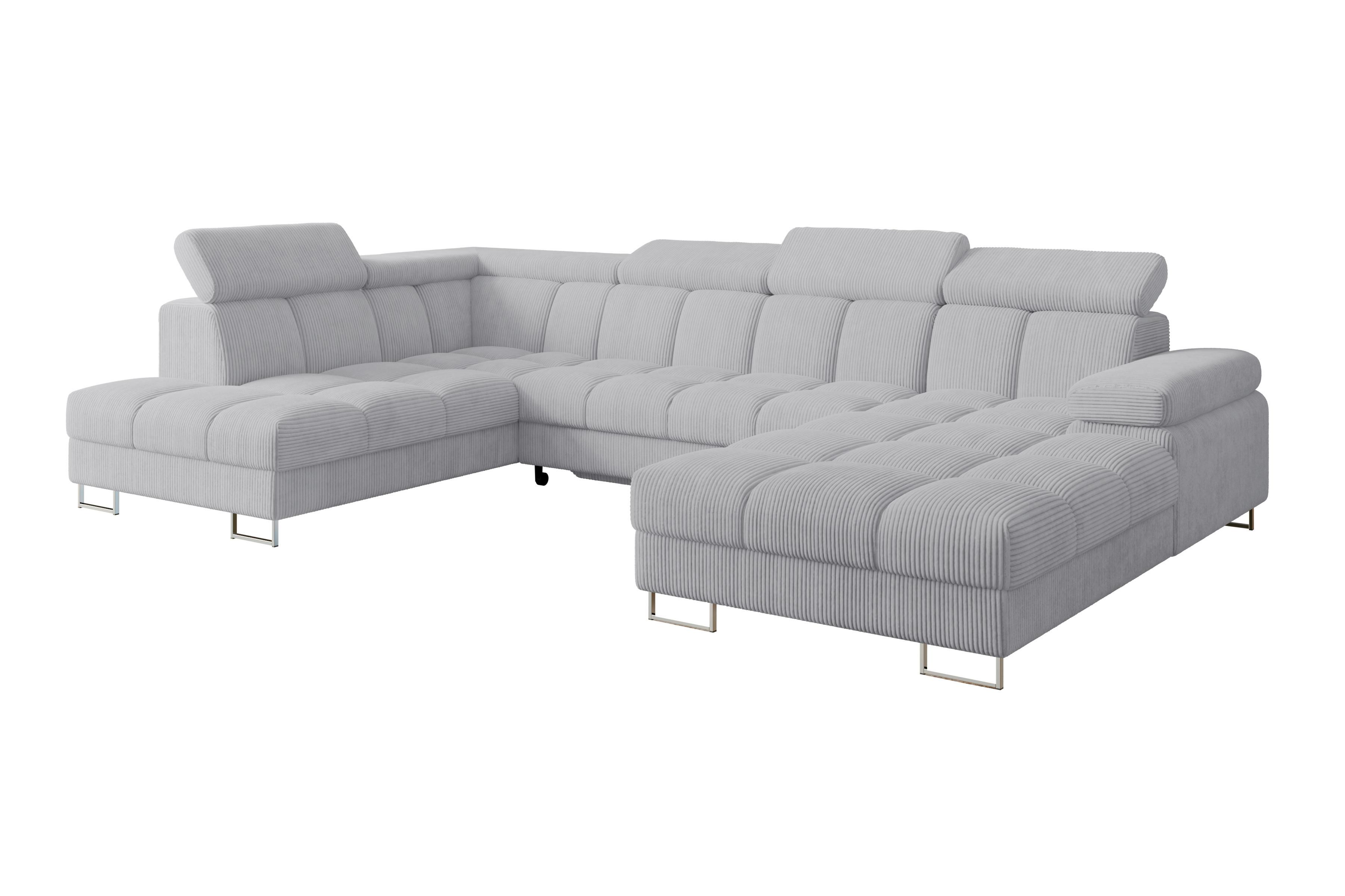 wohnli-moebel-suche-800001727705 Wohnli Möbelsuche - WOHNLANDSCHAFT mit Schlaffunktion und Bettkasten Ottomane Links COMA U 345x203x79 Grau Cord