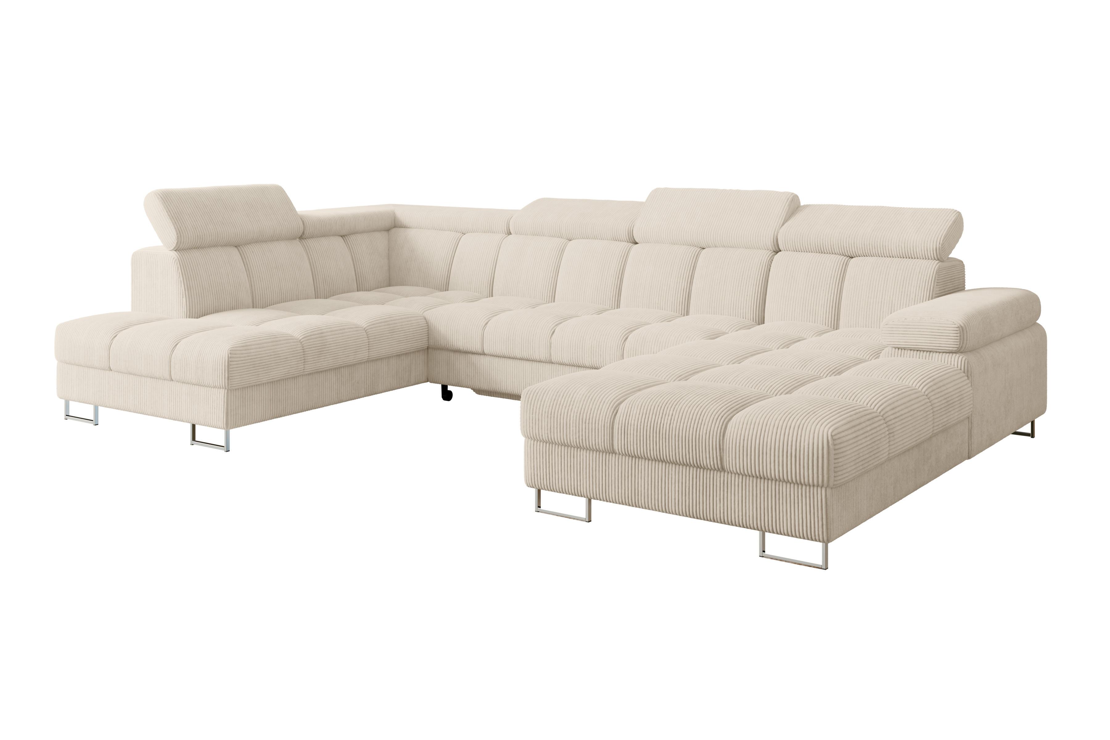 wohnli-moebel-suche-800001727720 Wohnli Möbelsuche - WOHNLANDSCHAFT mit Schlaffunktion und Bettkasten Ottomane Links COMA U 345x203x79 Beige Cord