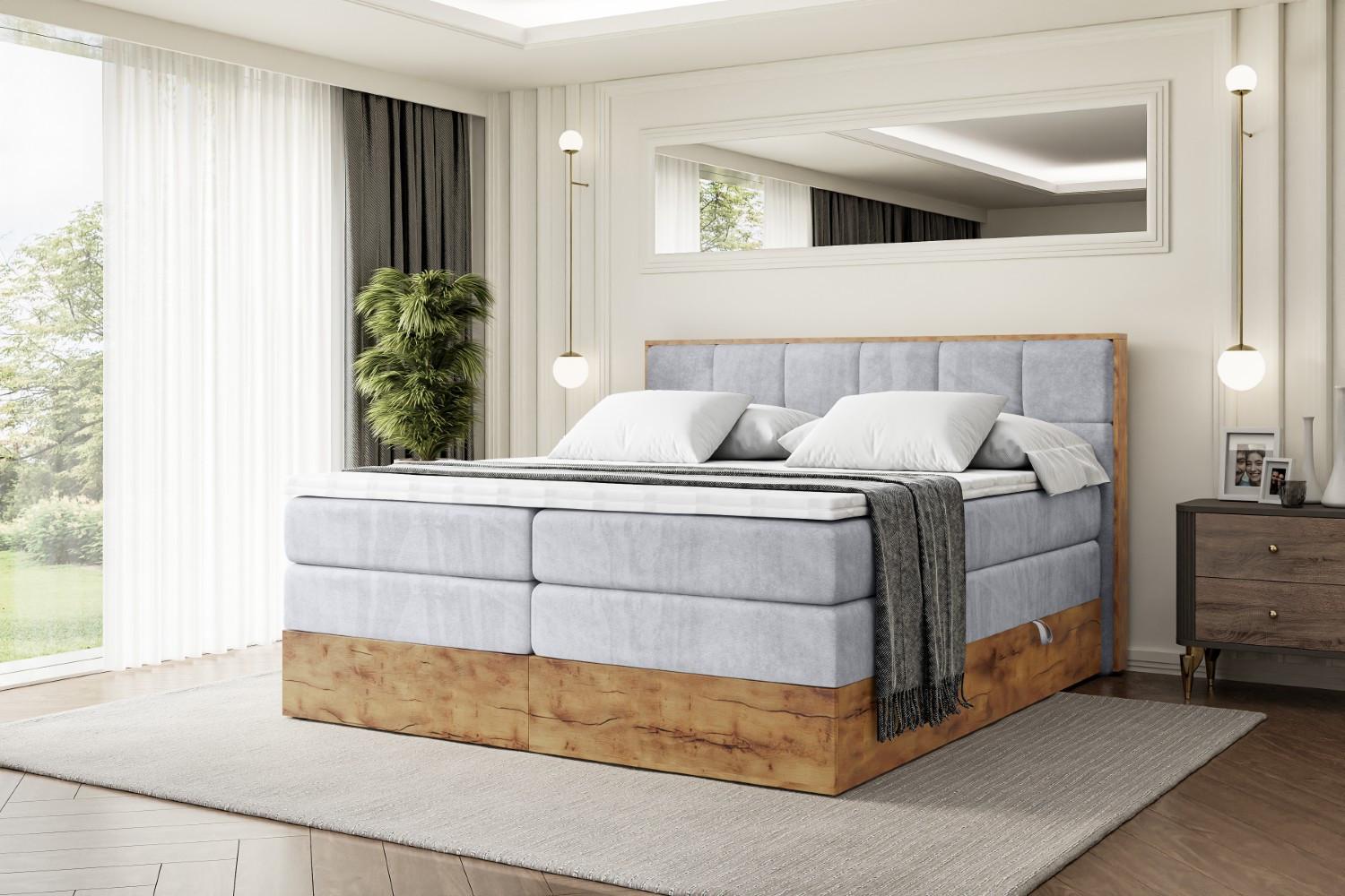 BOXSPRINGBETT mit Matratze H3|H4 und Lattenrost - LOLLI7 KING-120x200 - Grau Monolith Holzwerkstoff ALTDECOR Möbel > Betten > Boxspringbetten Grau