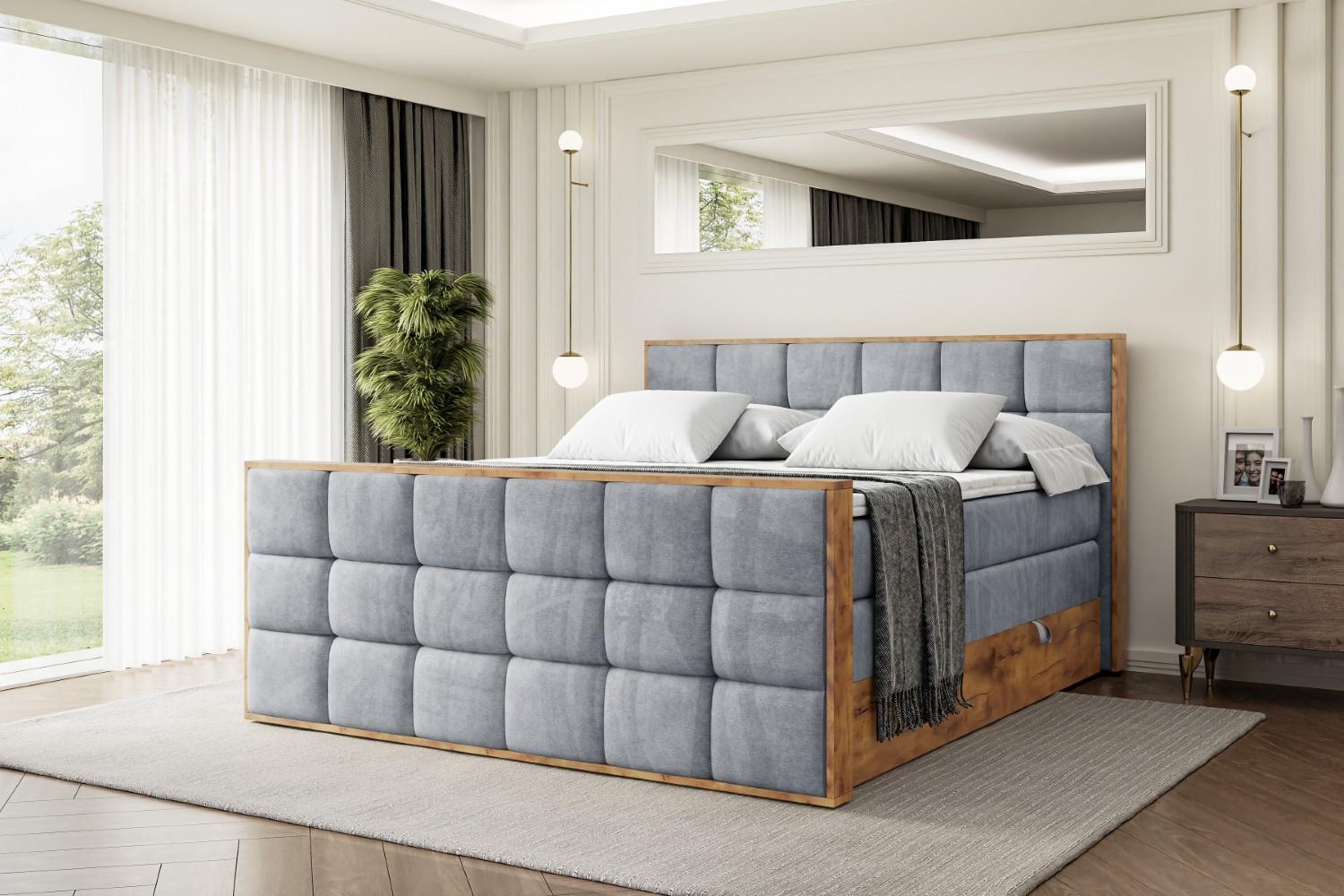 BOXSPRINGBETT mit Matratze H3|H4 und Lattenrost - LOLLI2-Z KING-200x200 - Grau Casablanca Holzwerkstoff ALTDECOR Möbel > Betten > Boxspringbetten Grau