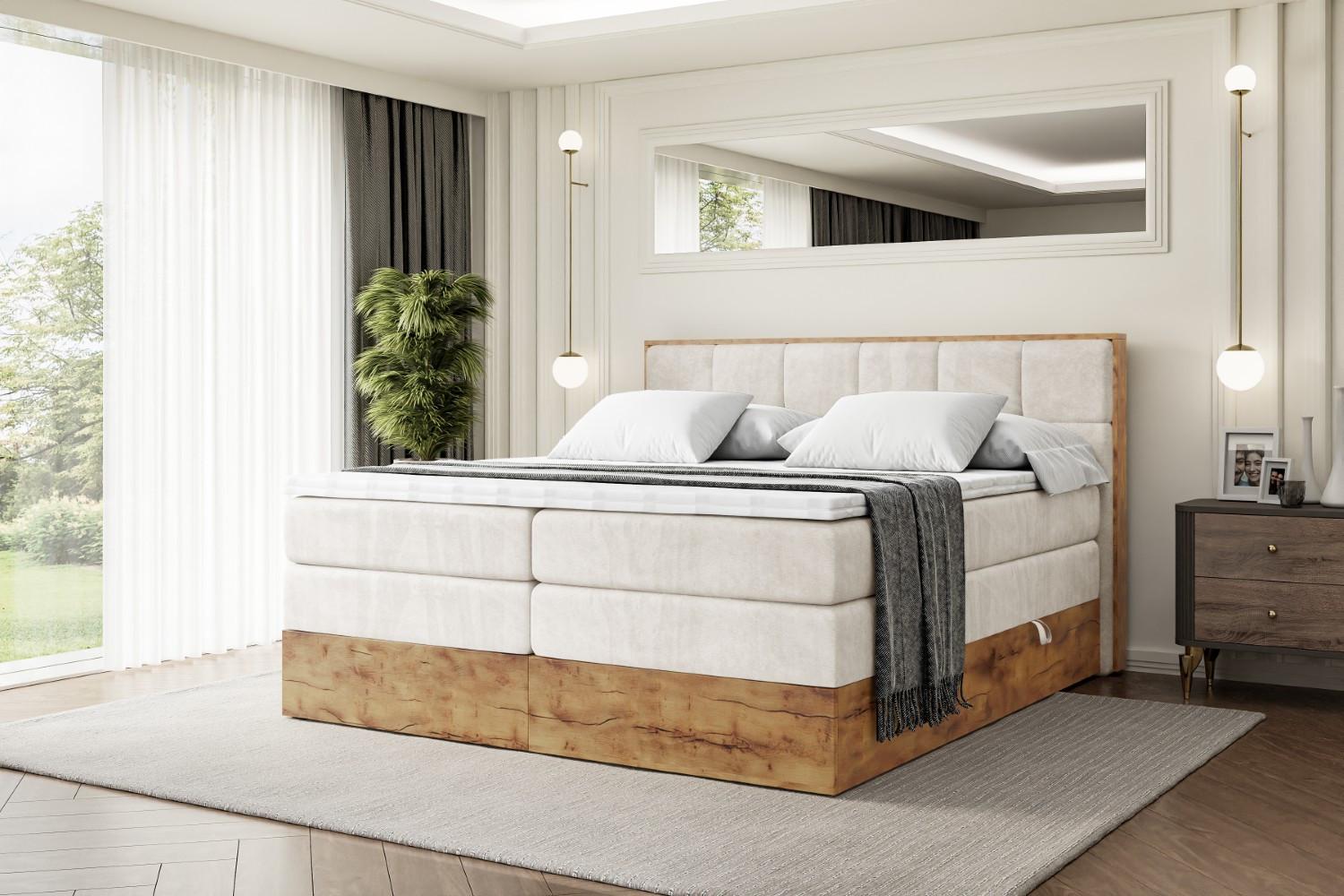 BOXSPRINGBETT mit Matratze H3|H4 und Lattenrost - LOLLI7 KING-140x200 - Beige Casablanca Holzwerkstoff ALTDECOR Möbel > Betten > Boxspringbetten Beige