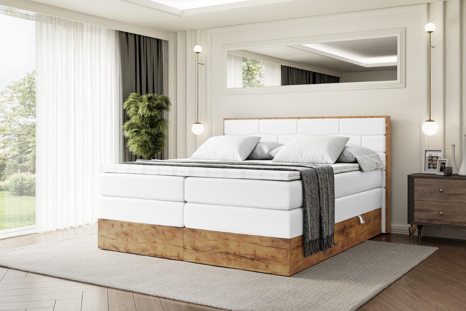 BOXSPRINGBETT mit Matratze H3|H4 und Lattenrost - LOLLI8 KING-120x200 - Weiß Holzwerkstoff ALTDECOR Möbel > Betten > Boxspringbetten Weiß