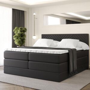 wohnli-moebel-suche-800001729628-1 BOXSPRINGBETT mit Matratze H3|H4 und Lattenrost - VEXA KING-140x200 - Schwarz Holzwerkstoff ALTDECOR Möbel > Betten > Boxspringbetten Schwarz