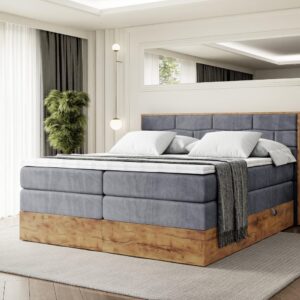 wohnli-moebel-suche-800001729629-1 BOXSPRINGBETT mit Matratze H3|H4 und Lattenrost - LOLLI8 KING-200x200 - Dunkelgrau Casablanca Holzwerkstoff ALTDECOR Möbel > Betten > Boxspringbetten Grau