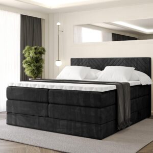 wohnli-moebel-suche-800001729636-1 BOXSPRINGBETT mit Matratze H3|H4 und Lattenrost - VEXA KING-160x200 - Schwarz Casablanca Holzwerkstoff ALTDECOR Möbel > Betten > Boxspringbetten Schwarz