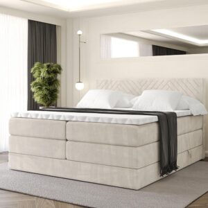 wohnli-moebel-suche-800001729638-1 BOXSPRINGBETT mit Matratze H3|H4 und Lattenrost - VEXA KING-180x200 - Beige Casablanca Holzwerkstoff ALTDECOR Möbel > Betten > Boxspringbetten Beige