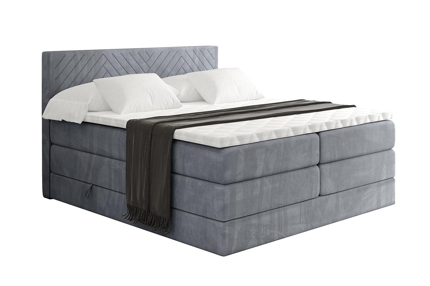 Wohnli Möbelsuche - BOXSPRINGBETT mit Matratze H3|H4 und Lattenrost - VEXA KING-160x200 - Grau Casablanca