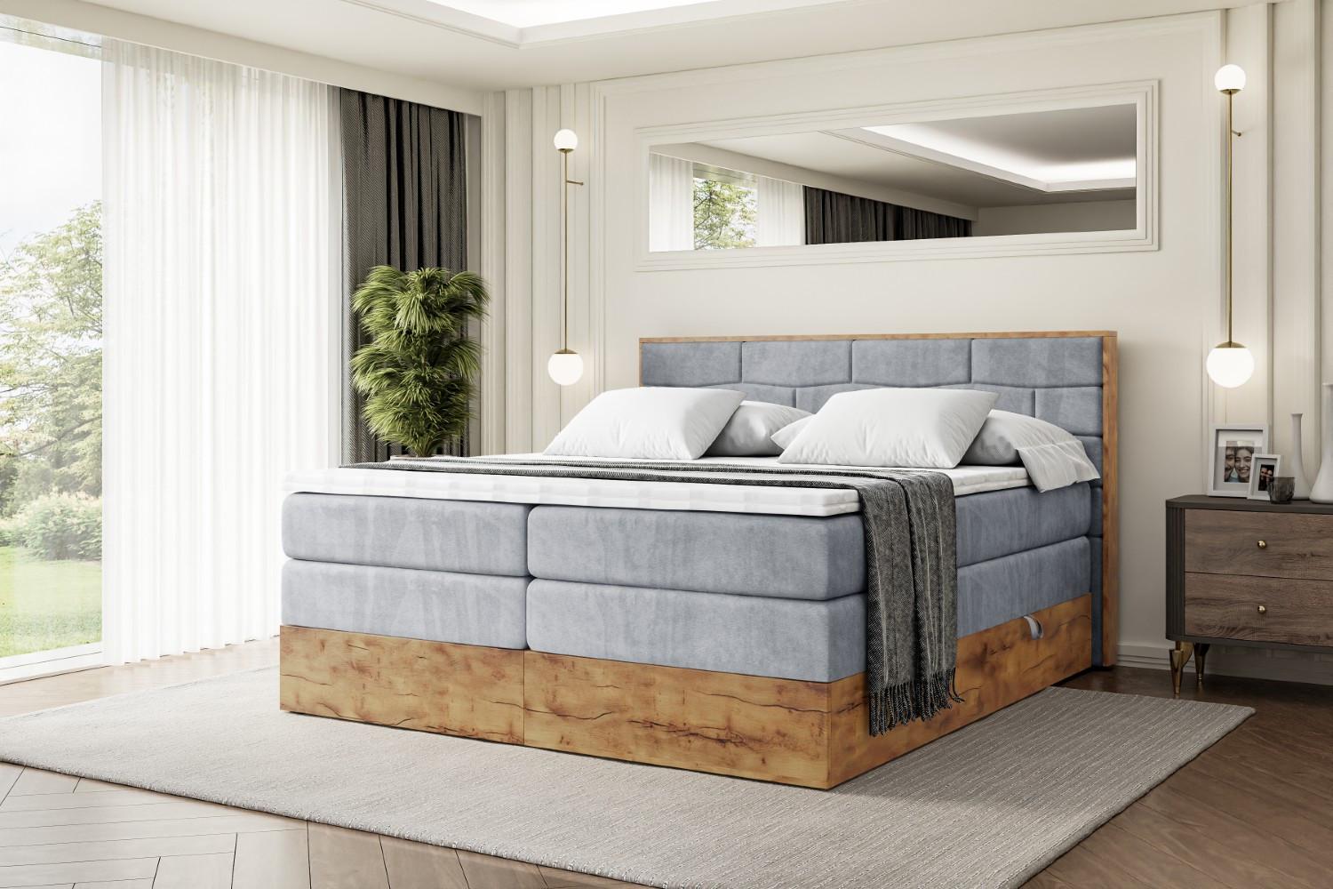BOXSPRINGBETT mit Matratze H3|H4 und Lattenrost - LOLLI8 KING-160x200 - Grau Casablanca Holzwerkstoff ALTDECOR Möbel > Betten > Boxspringbetten Grau