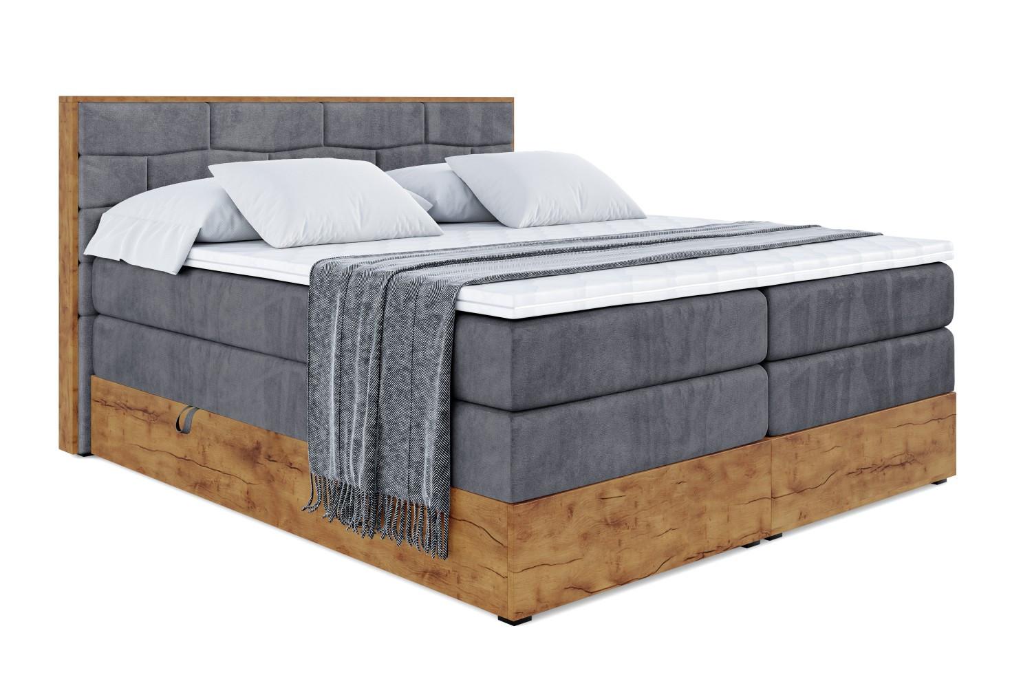 Wohnli Möbelsuche - BOXSPRINGBETT mit Matratze H3|H4 und Lattenrost - LOLLI8 KING-140x200 - Dunkelgrau Casablanca