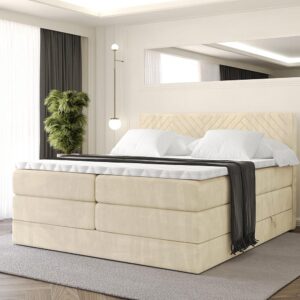 wohnli-moebel-suche-800001729671-1 BOXSPRINGBETT mit Matratze H3|H4 und Lattenrost - VEXA KING-160x200 - Beige Monolith Holzwerkstoff ALTDECOR Möbel > Betten > Boxspringbetten Beige