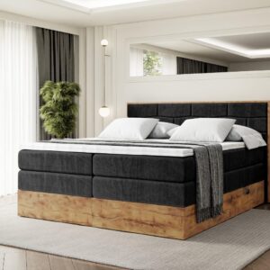 BOXSPRINGBETT mit Matratze H3|H4 und Lattenrost - LOLLI8 KING-120x200 - Schwarz Casablanca Holzwerkstoff ALTDECOR Möbel > Betten > Boxspringbetten Schwarz
