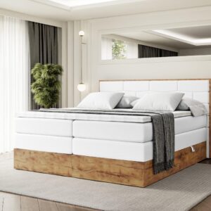 BOXSPRINGBETT mit Matratze H3|H4 und Lattenrost - LOLLI8 KING-180x200 - Weiß Holzwerkstoff ALTDECOR Möbel > Betten > Boxspringbetten Weiß