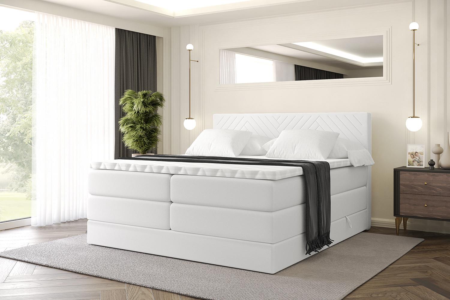 BOXSPRINGBETT mit Matratze H3|H4 und Lattenrost - VEXA KING-200x200 - Weiß Holzwerkstoff ALTDECOR Möbel > Betten > Boxspringbetten Weiß