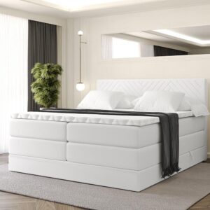 wohnli-moebel-suche-800001729696-1 BOXSPRINGBETT mit Matratze H3|H4 und Lattenrost - VEXA KING-120x200 - Weiß Holzwerkstoff ALTDECOR Möbel > Betten > Boxspringbetten Weiß