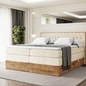 wohnli-moebel-suche-800001729718-1 BOXSPRINGBETT mit Matratze H3|H4 und Lattenrost - LOLLI5 KING-200x200 - Beige Monolith Holzwerkstoff ALTDECOR Möbel > Betten > Boxspringbetten Beige