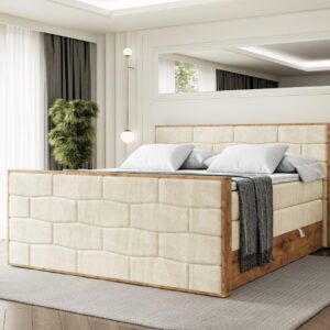 wohnli-moebel-suche-800001729797-1 BOXSPRINGBETT mit Matratze H3|H4 und Lattenrost - LOLLI8-Z KING-120x200 - Beige Monolith Holzwerkstoff ALTDECOR Möbel > Betten > Boxspringbetten Beige