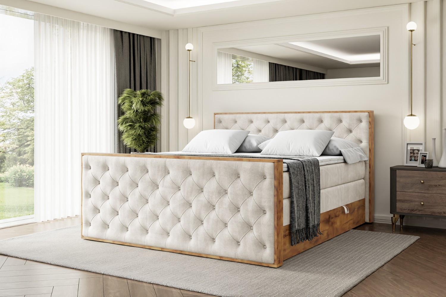 BOXSPRINGBETT mit Matratze H3|H4 und Lattenrost - LOLLI3-Z KING-180x200 - Beige Casablanca Holzwerkstoff ALTDECOR Möbel > Betten > Boxspringbetten Beige