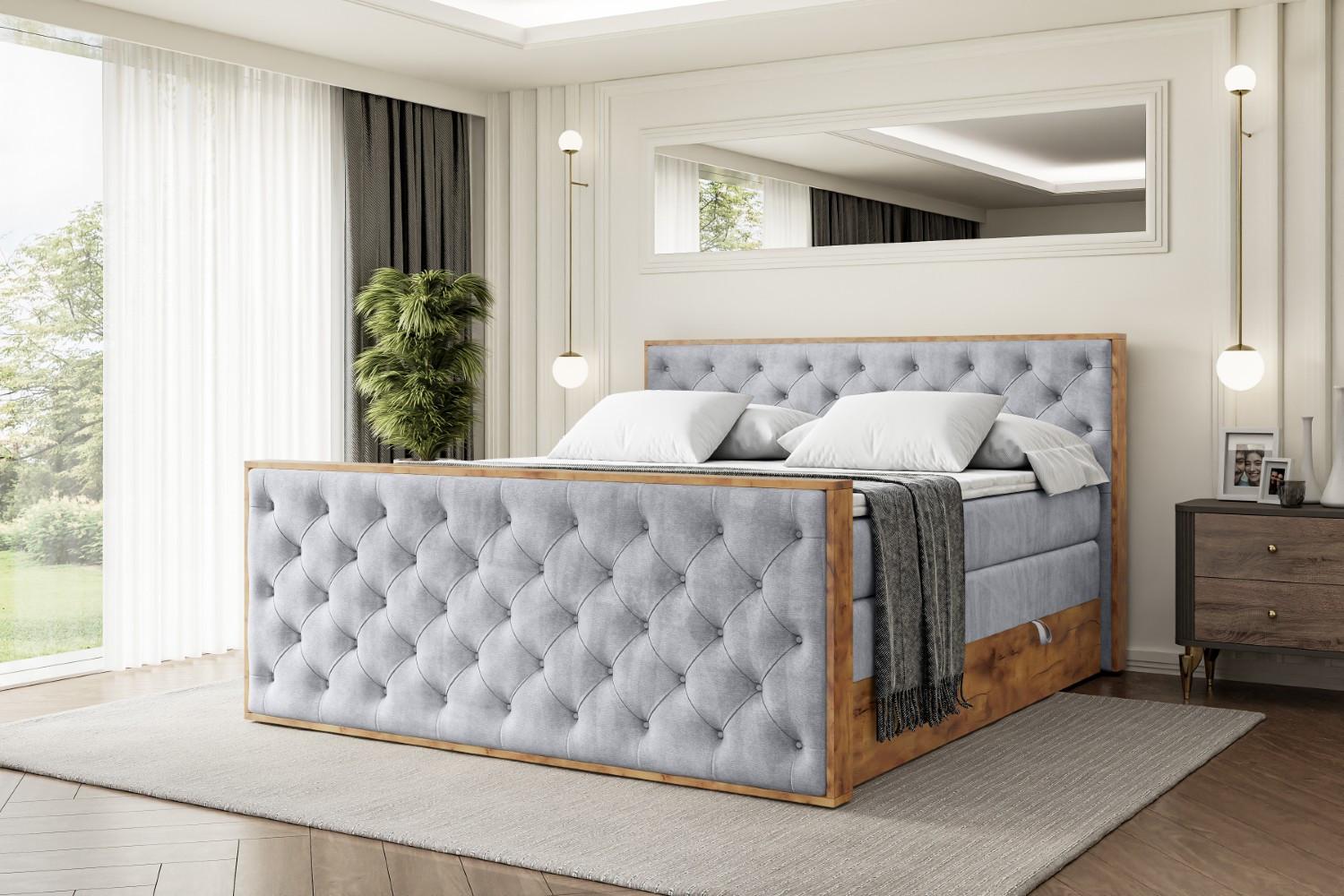 BOXSPRINGBETT mit Matratze H3|H4 und Lattenrost - LOLLI3-Z KING-160x200 - Grau Monolith Holzwerkstoff ALTDECOR Möbel > Betten > Boxspringbetten Grau