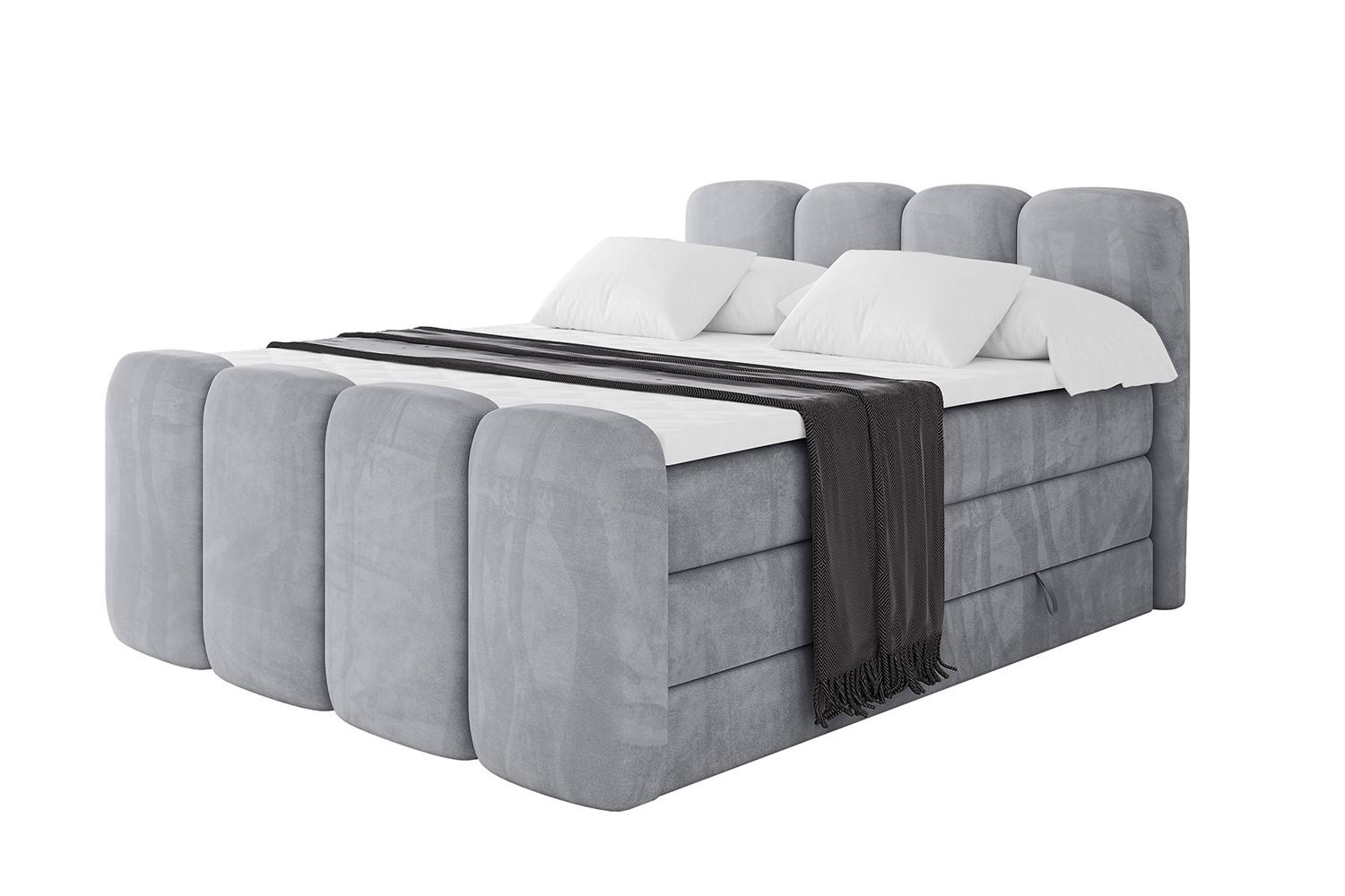 Wohnli Möbelsuche - BOXBETT mit Matratze H3|H4 und Lattenrost - NINA-Z KING - 120x200 cm - Hellgrau