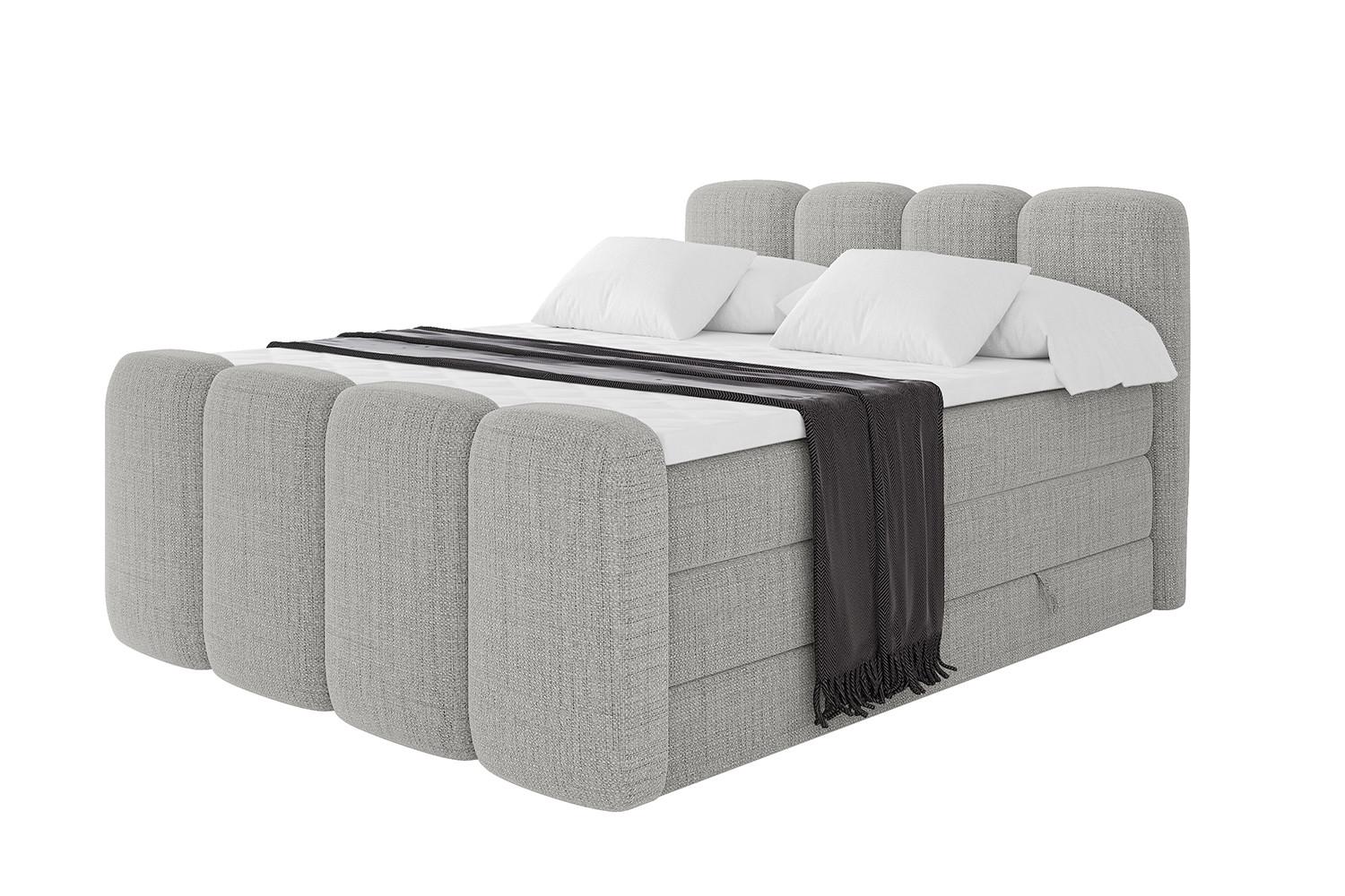 Wohnli Möbelsuche - BOXBETT mit Matratze H3|H4 und Lattenrost - NINA-Z KING - 180x200 cm - Hellgrau