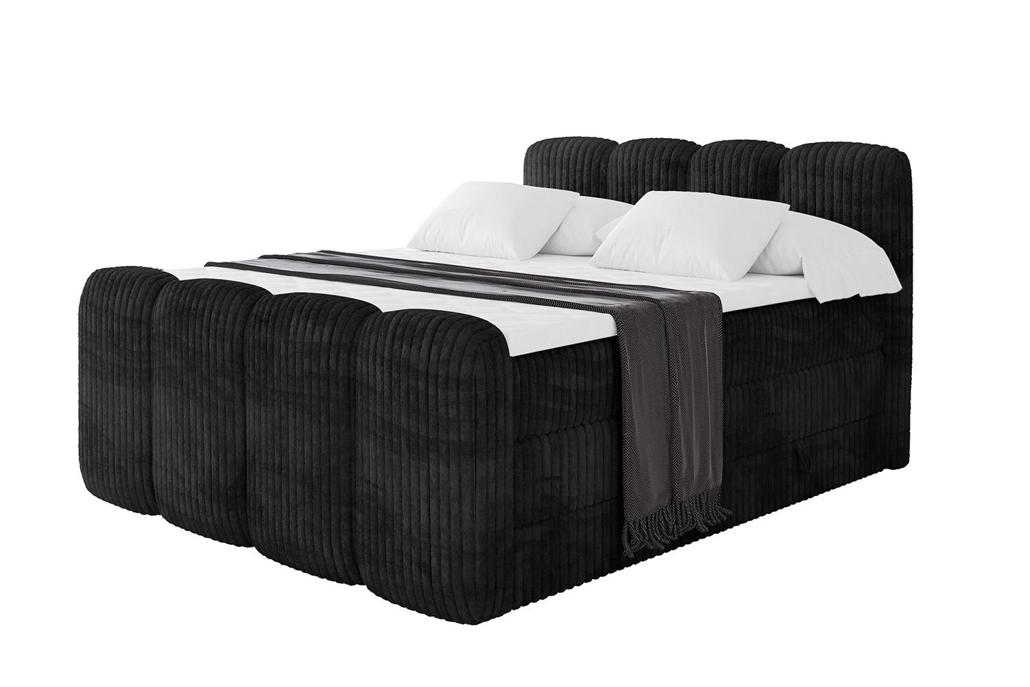 Wohnli Möbelsuche - BOXBETT mit Matratze H3|H4 und Lattenrost - NINA-Z KING - 160x200 cm - Schwarz
