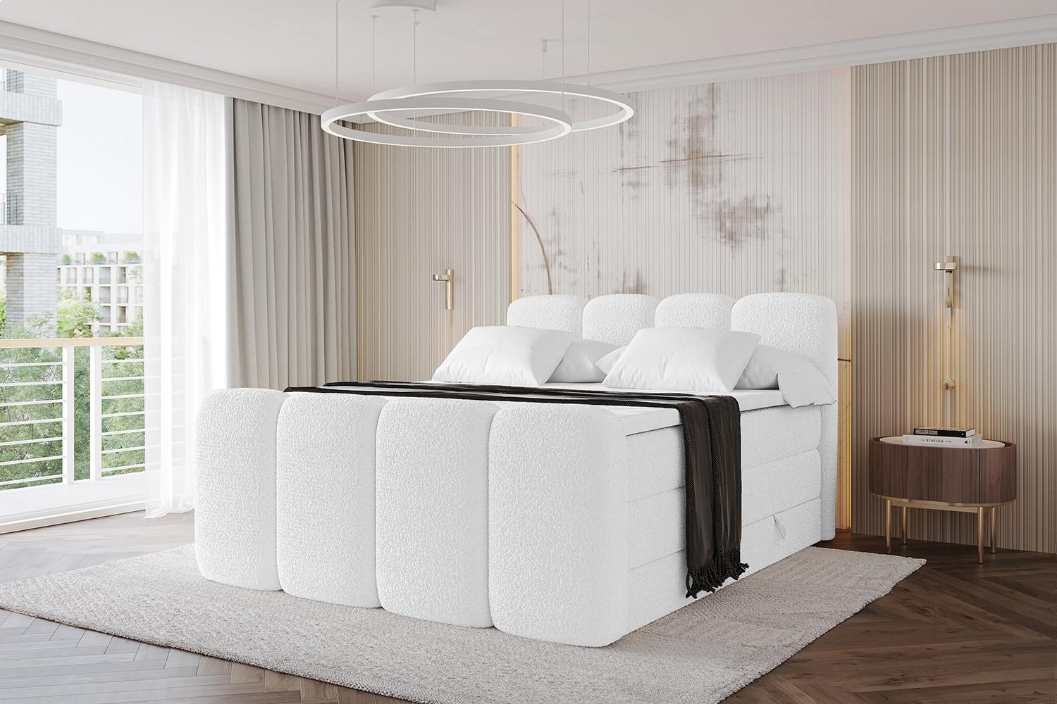 wohnli-moebel-suche-800001729896-1 BOXBETT mit Matratze H3|H4 und Lattenrost - NINA-Z KING - 160x200 cm - Weiß Holzwerkstoff Möbel > Betten > Boxspringbetten Weiß