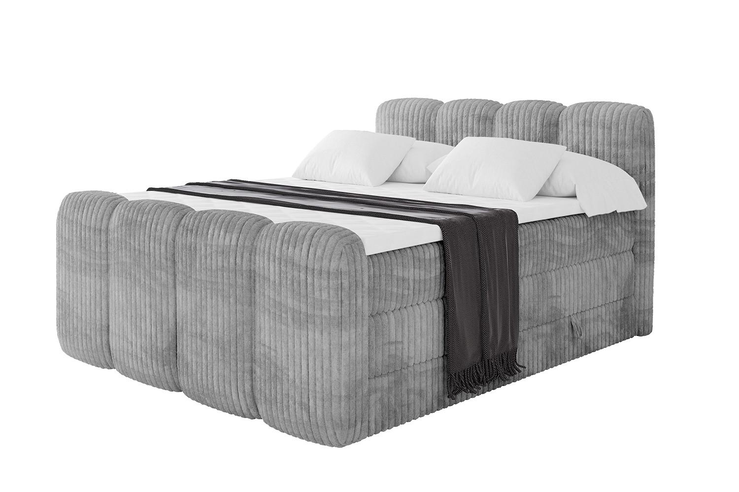 Wohnli Möbelsuche - BOXBETT mit Matratze H3|H4 und Lattenrost - NINA-Z KING - 180x200 cm - Hellgrau