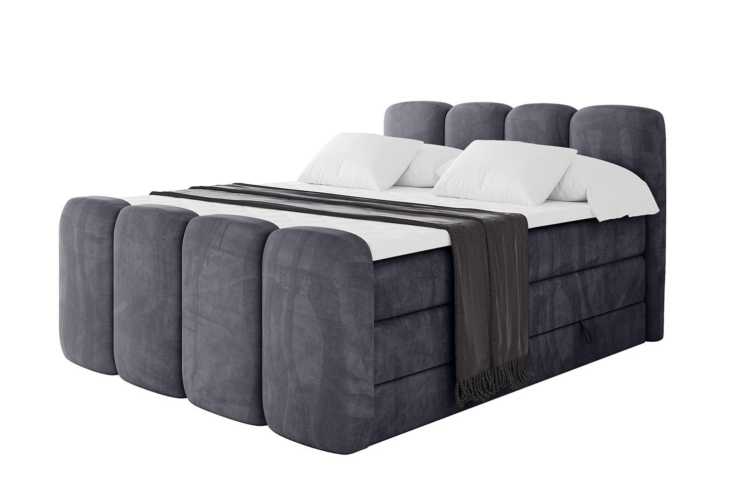 Wohnli Möbelsuche - BOXBETT mit Matratze H3|H4 und Lattenrost - NINA-Z KING - 160x200 cm - Dunkelgrau