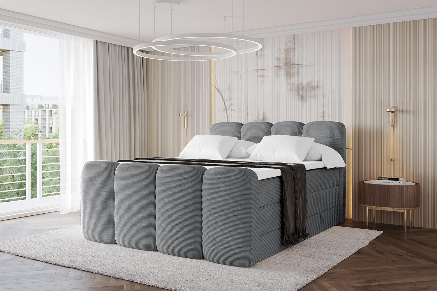 BOXBETT mit Matratze H3|H4 und Lattenrost - NINA-Z KING - 180x200 cm - Dunkelgrau Holzwerkstoff  Möbel > Betten > Boxspringbetten Taupe