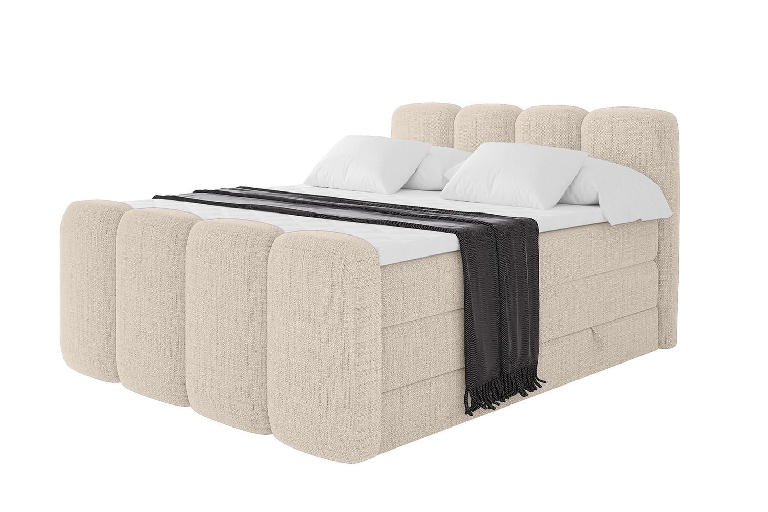 Wohnli Möbelsuche - BOXBETT mit Matratze H3|H4 und Lattenrost - NINA-Z KING - 160x200 cm - Beige
