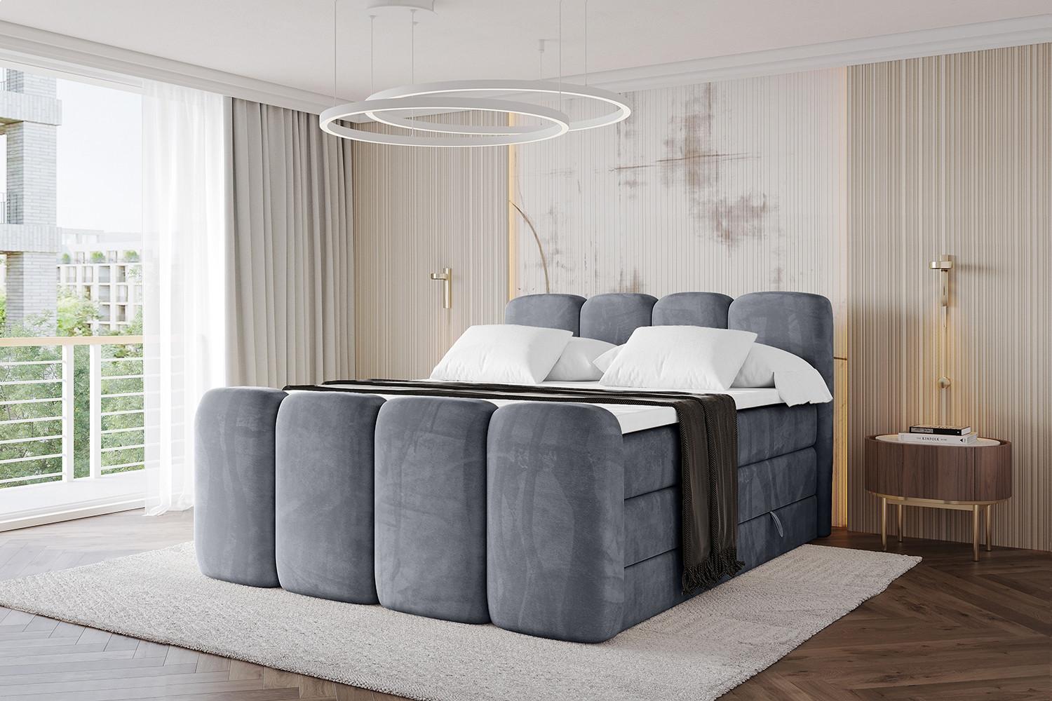 wohnli-moebel-suche-800001729987-1 BOXBETT mit Matratze H3|H4 und Lattenrost - NINA-Z KING - 120x200 cm - Grau Holzwerkstoff Möbel > Betten > Boxspringbetten Anthrazit