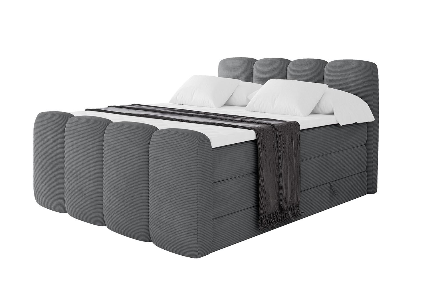 Wohnli Möbelsuche - BOXBETT mit Matratze H3|H4 und Lattenrost - NINA-Z KING - 160x200 cm - Dunkelgrau