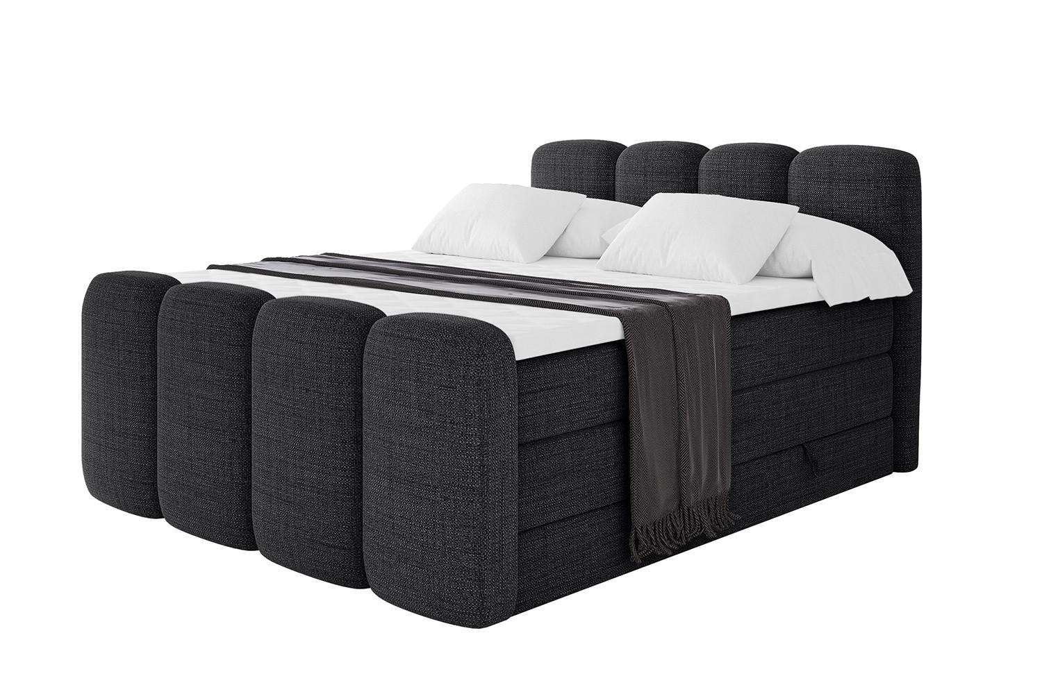 Wohnli Möbelsuche - BOXBETT mit Matratze H3|H4 und Lattenrost - NINA-Z KING - 140x200 cm - Schwarz