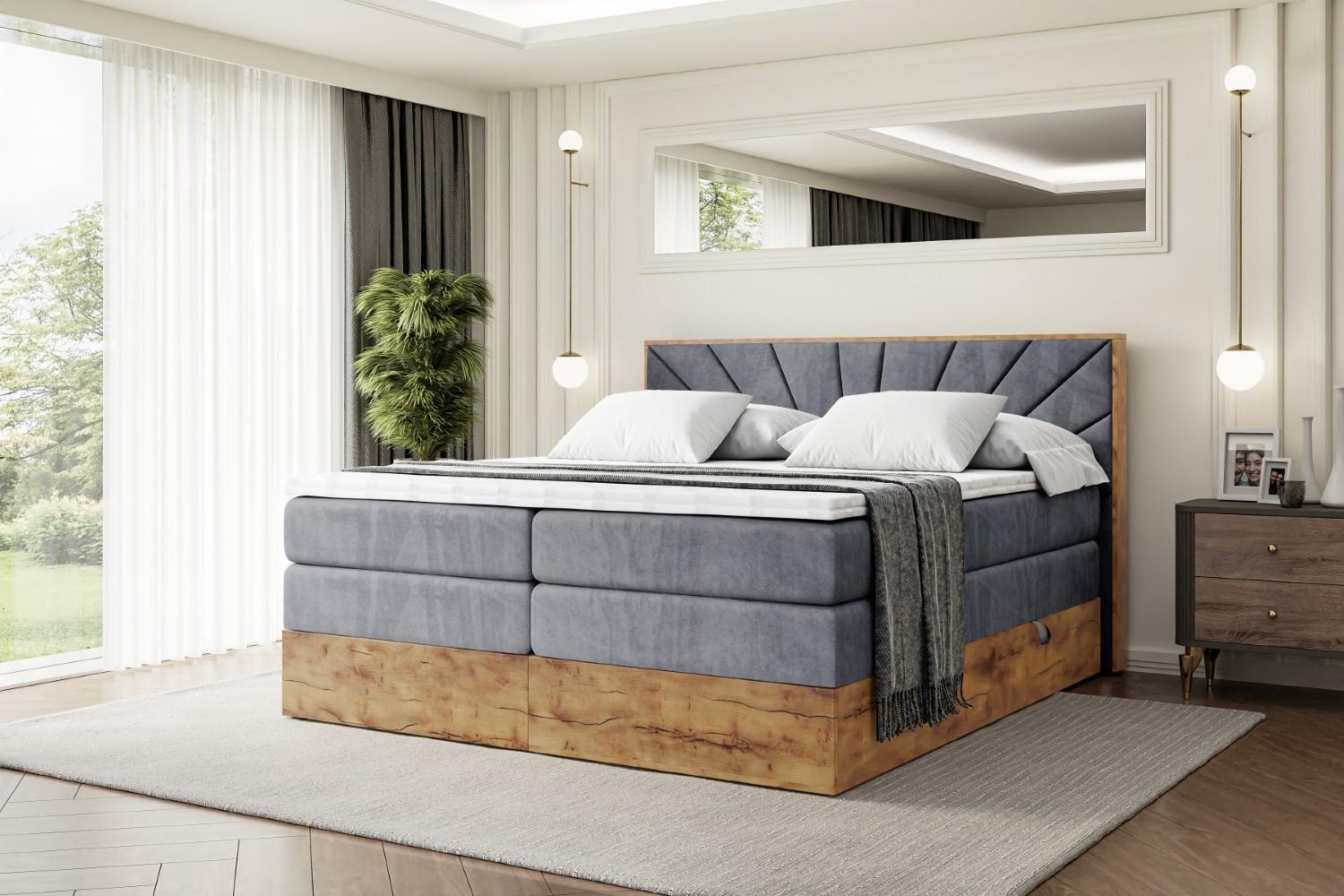 BOXSPRINGBETT mit Matratze H3|H4 und Lattenrost - LOLLI6 KING-180x200 - Dunkelgrau Casablanca Holzwerkstoff ALTDECOR Möbel > Betten > Boxspringbetten Grau