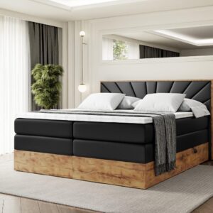 BOXSPRINGBETT mit Matratze H3|H4 und Lattenrost - LOLLI6 KING-160x200 - Schwarz Holzwerkstoff ALTDECOR Möbel > Betten > Boxspringbetten Schwarz