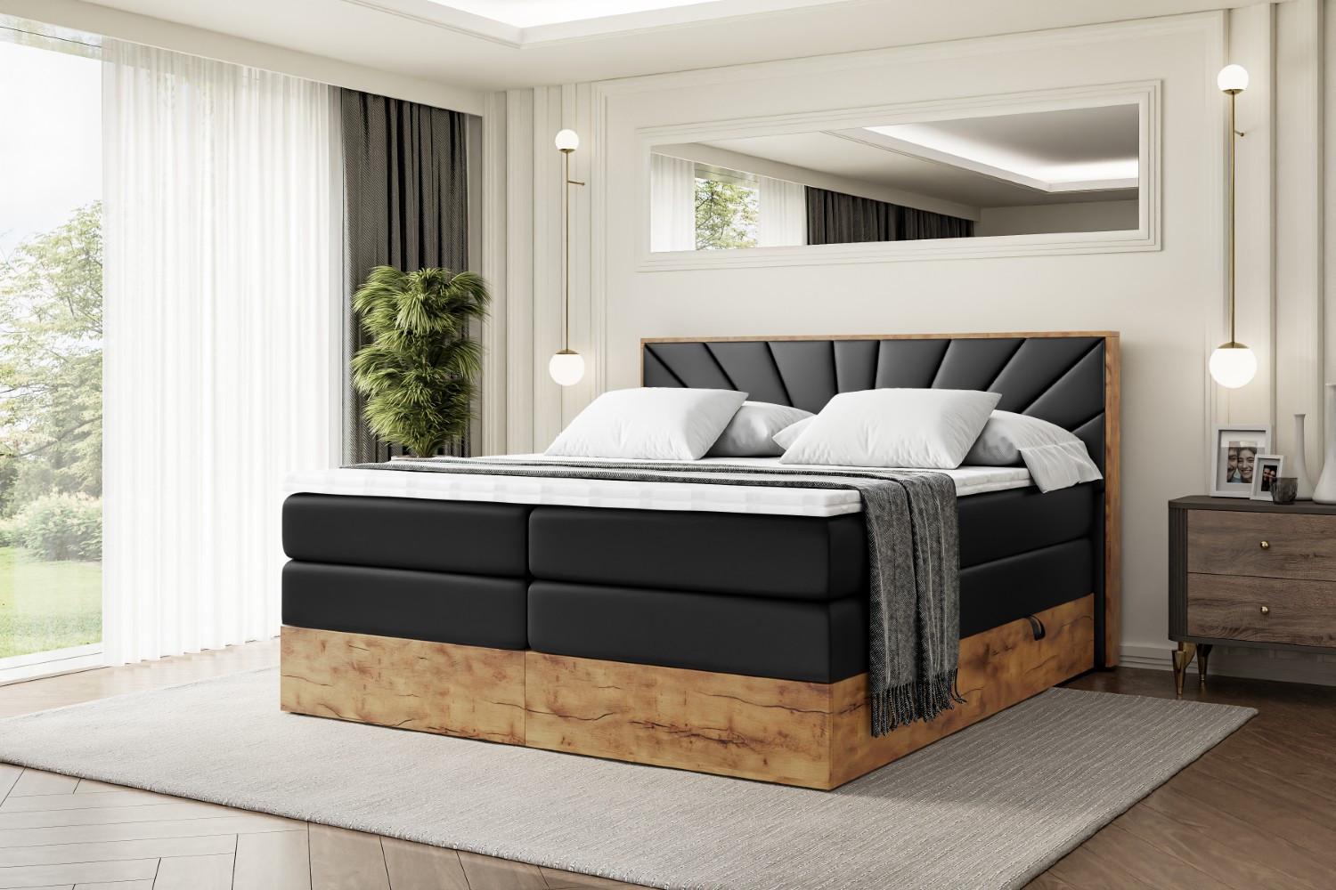 BOXSPRINGBETT mit Matratze H3|H4 und Lattenrost - LOLLI6 KING-160x200 - Schwarz Holzwerkstoff ALTDECOR Möbel > Betten > Boxspringbetten Schwarz