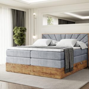 wohnli-moebel-suche-800001730052-1 BOXSPRINGBETT mit Matratze H3|H4 und Lattenrost - LOLLI6 KING-180x200 - Grau Casablanca Holzwerkstoff ALTDECOR Möbel > Betten > Boxspringbetten Grau