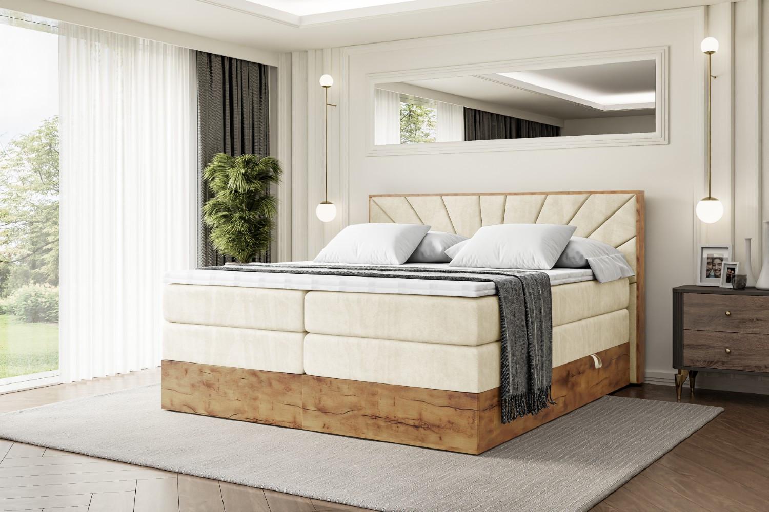 BOXSPRINGBETT mit Matratze H3|H4 und Lattenrost - LOLLI6 KING-180x200 - Beige Monolith Holzwerkstoff ALTDECOR Möbel > Betten > Boxspringbetten Beige