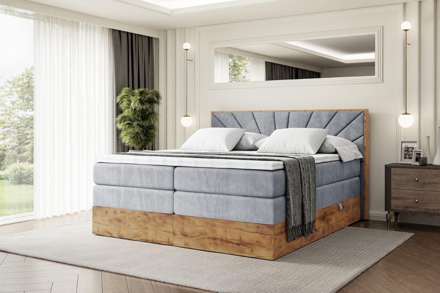 BOXSPRINGBETT mit Matratze H3|H4 und Lattenrost - LOLLI6 KING-160x200 - Grau Casablanca Holzwerkstoff ALTDECOR Möbel > Betten > Boxspringbetten Grau