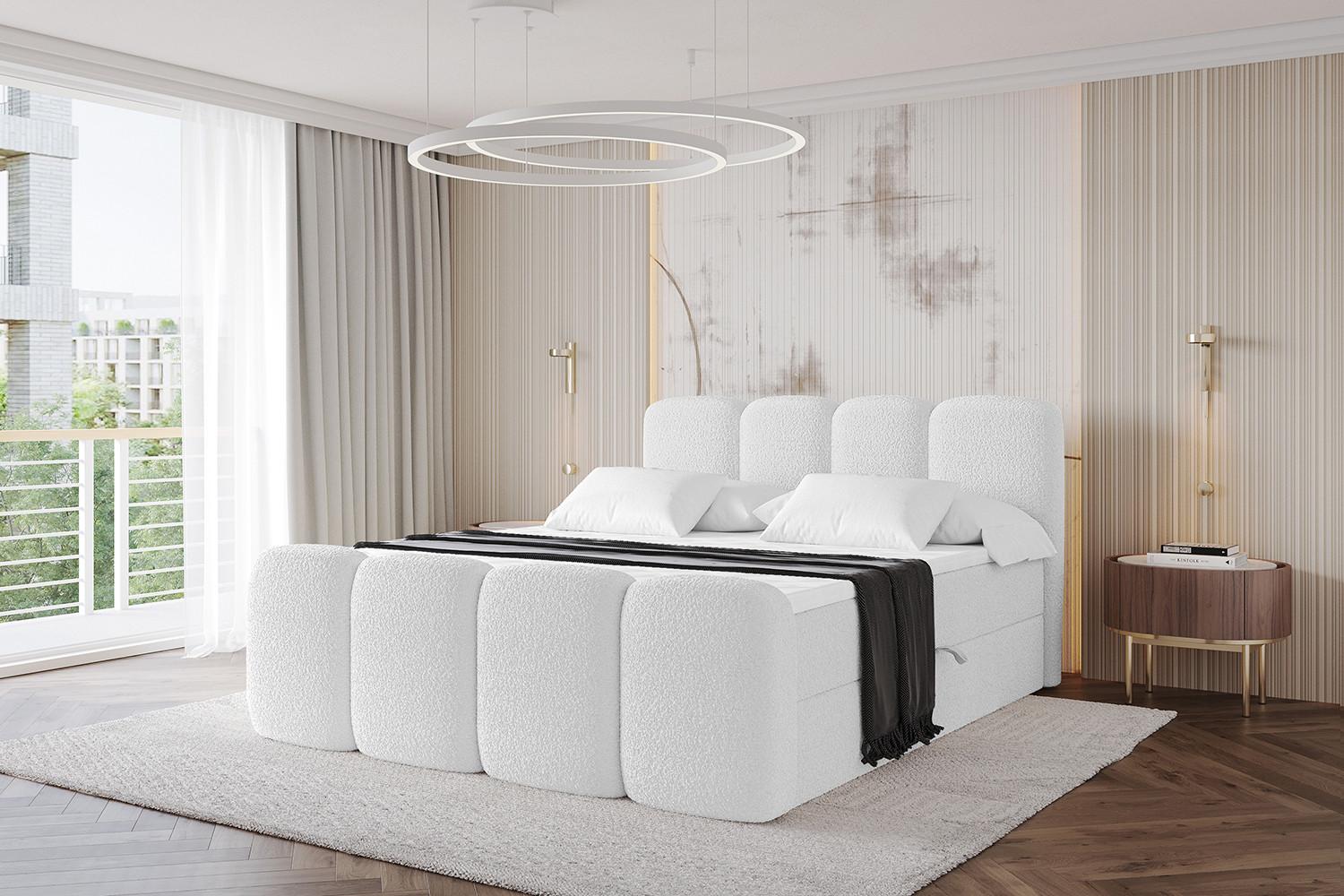 BOXBETT mit Matratze H4 und Lattenrost - NINA-Z - 120x200 cm - Weiß Holzwerkstoff  Möbel > Betten > Boxspringbetten Weiß