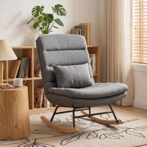 wohnli-moebel-suche-800001730519-1 SCHAUKELSTUHL Leinenoptik 100 Polyester Hellgrau Textil HOMCOM Möbel > Stühle > Esszimmerstühle > Schwingstühle Grau
