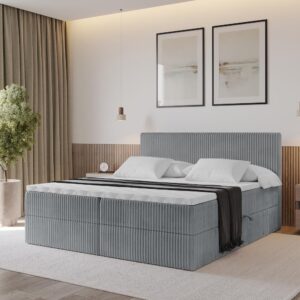 wohnli-moebel-suche-800001730786-1 BOXBETT mit Matratze H3 und Lattenrost - TOLO - 140x200 Cord - Dunkelgrau Holzwerkstoff ALTDECOR Möbel > Betten > Boxspringbetten Grau