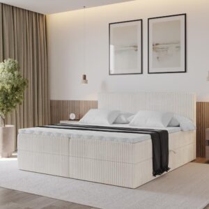 wohnli-moebel-suche-800001730807-1 BOXBETT mit Matratze H3 und Lattenrost - TOLO - 120x200 Cord - Creme Holzwerkstoff ALTDECOR Möbel > Betten > Boxspringbetten Weiß