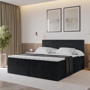 wohnli-moebel-suche-800001730818-1 BOXBETT mit Matratze H3 und Lattenrost - TOLO - 140x200 Cord - Schwarz Holzwerkstoff ALTDECOR Möbel > Betten > Boxspringbetten Schwarz