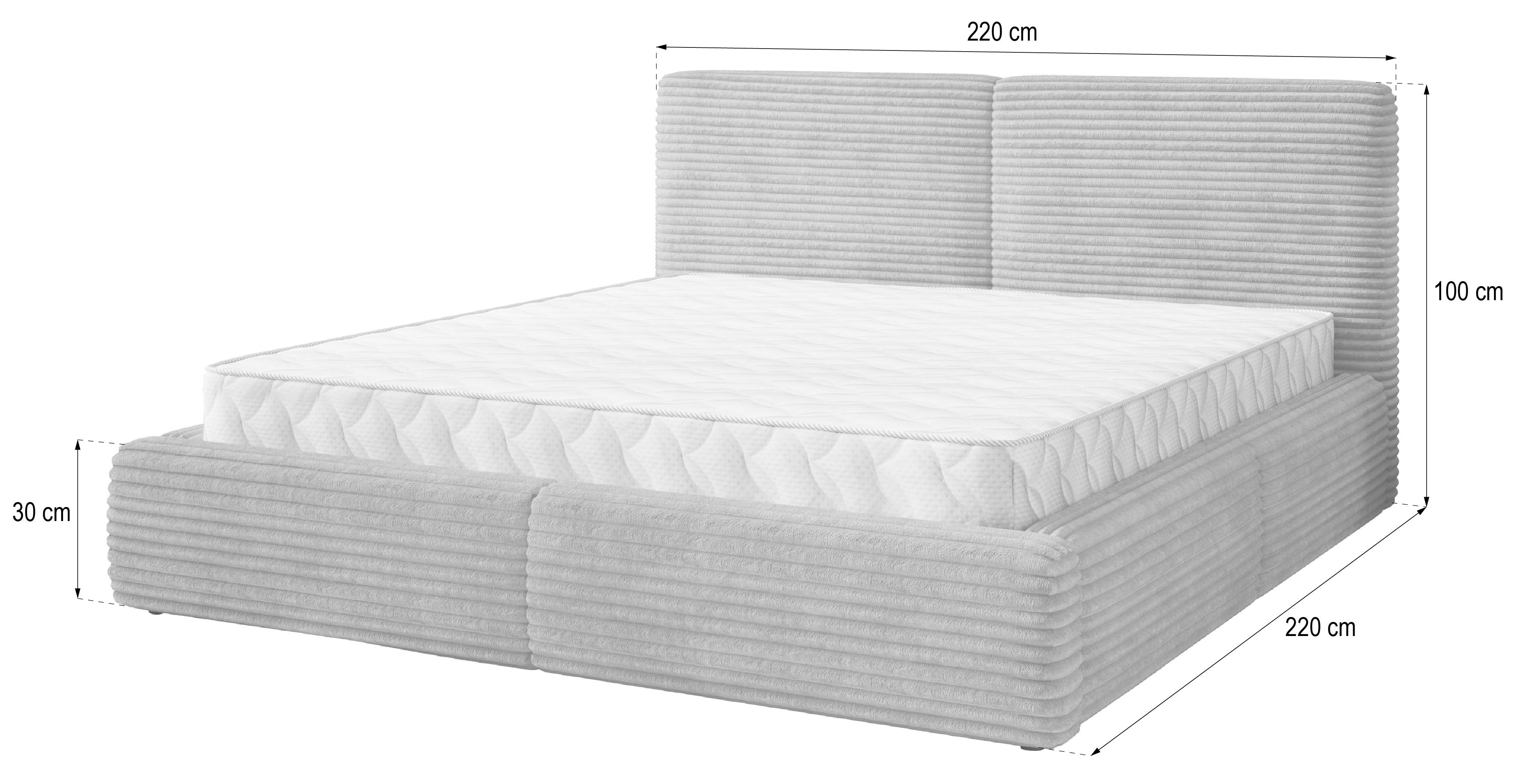 POLSTERBETT FELURO T 200x200 cm mit Bettkästen - Braun Textil MASSENO Möbel > Betten > Polsterbetten Braun