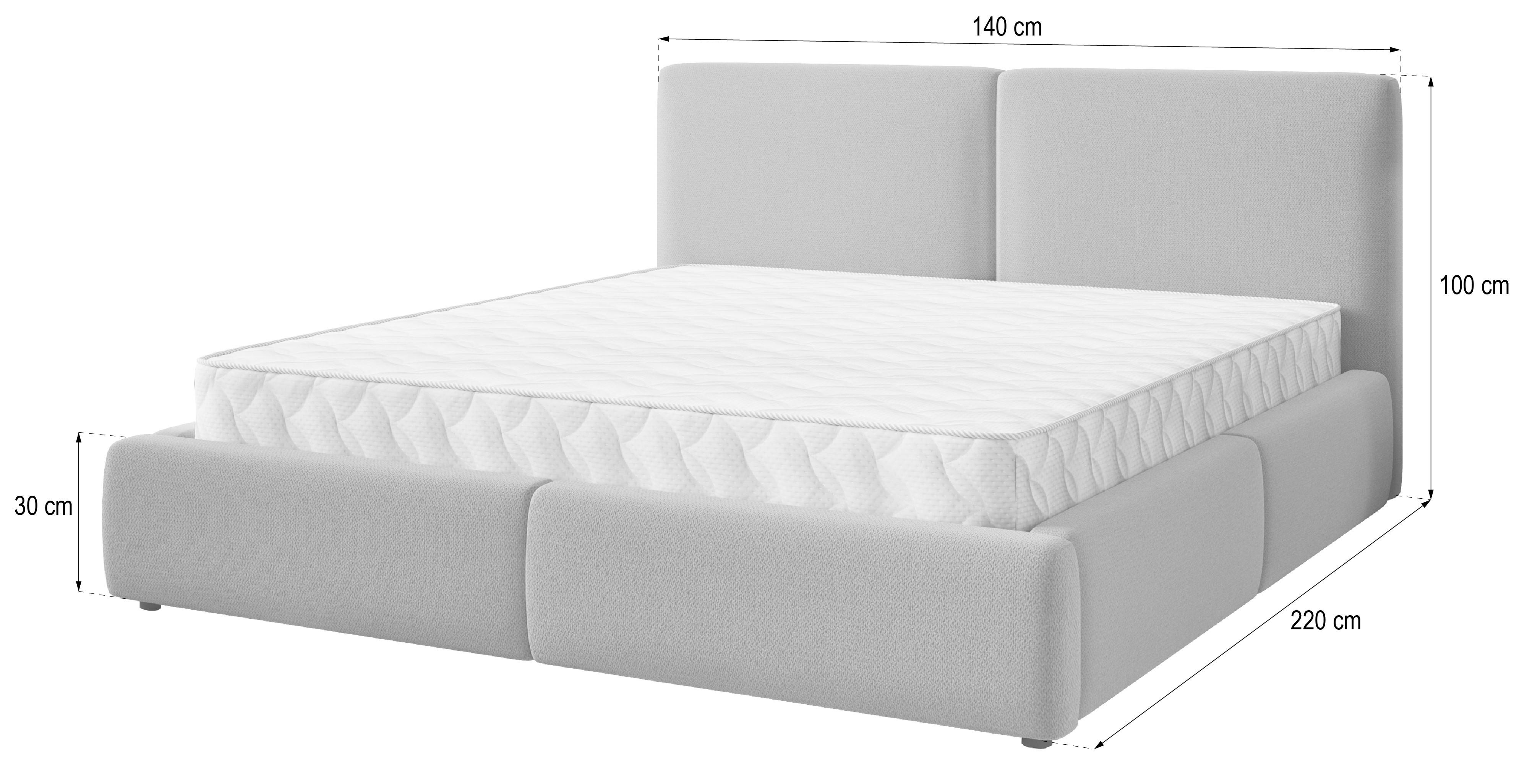 POLSTERBETT FELURO SR 120x200 cm mit Bettkästen - Braun Textil MASSENO Möbel > Betten > Polsterbetten Braun