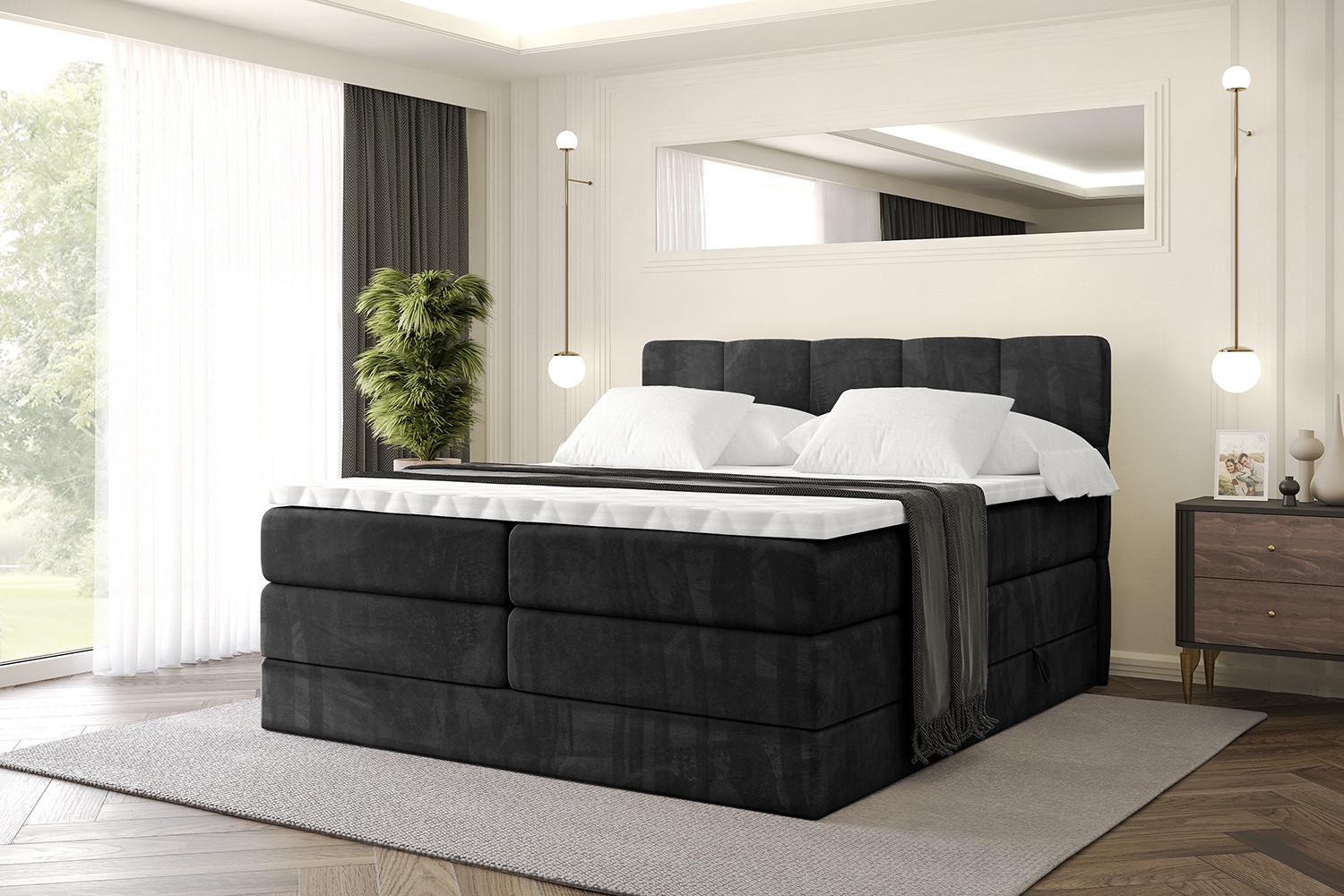 BOXSPRINGBETT mit Matratze H3|H4 und Lattenrost - LIRO KING-140x200 - Schwarz Casablanca Holzwerkstoff ALTDECOR Möbel > Betten > Boxspringbetten Schwarz