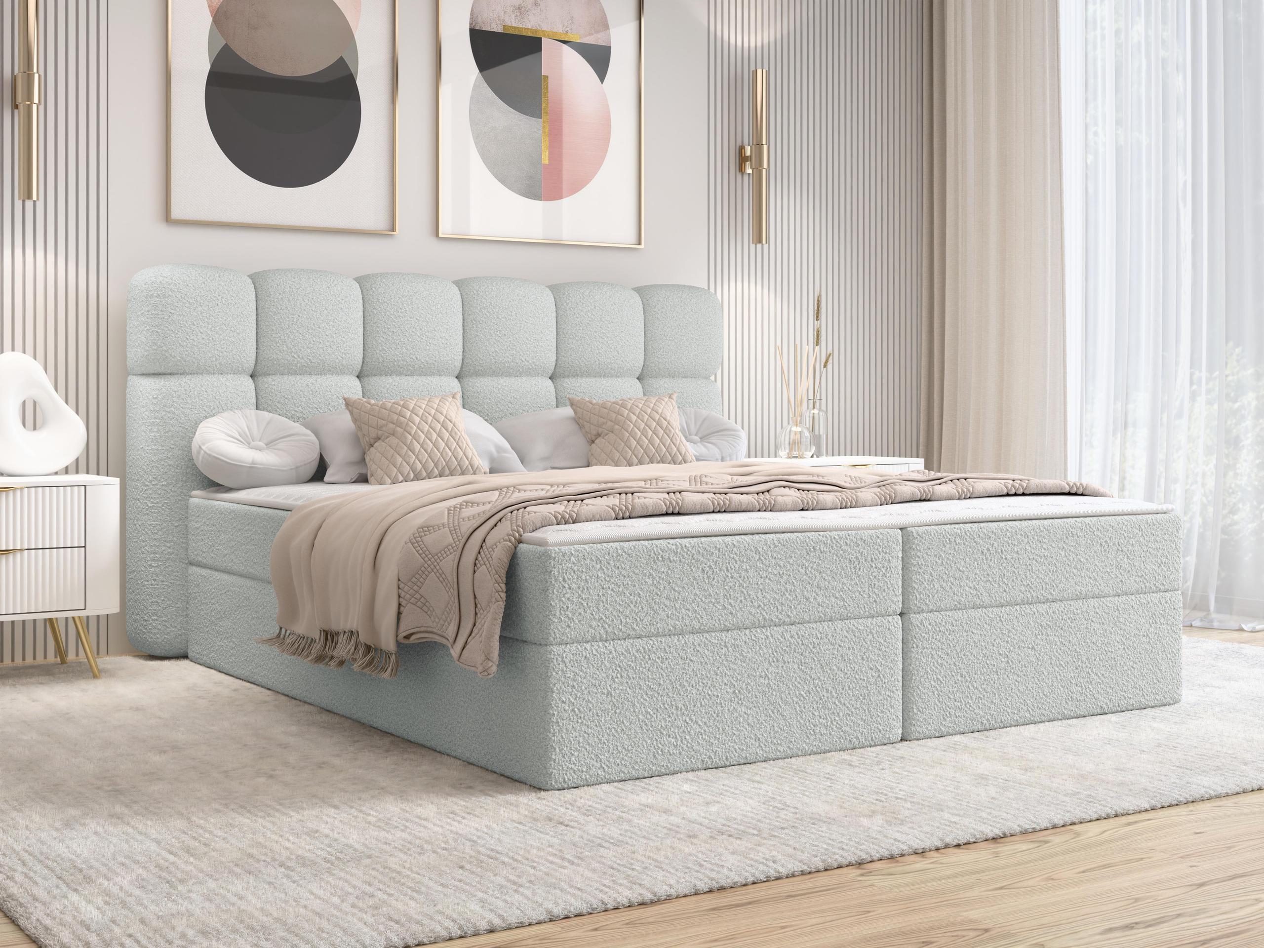 BOXBETT Softi 2 Boucle - H3 Textil MIRJAN24 Möbel > Betten > Boxspringbetten Grau