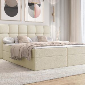 wohnli-moebel-suche-800001749262-1 BOXBETT Softi 2 Boucle - H3 Textil MIRJAN24 Möbel > Betten > Boxspringbetten Braun