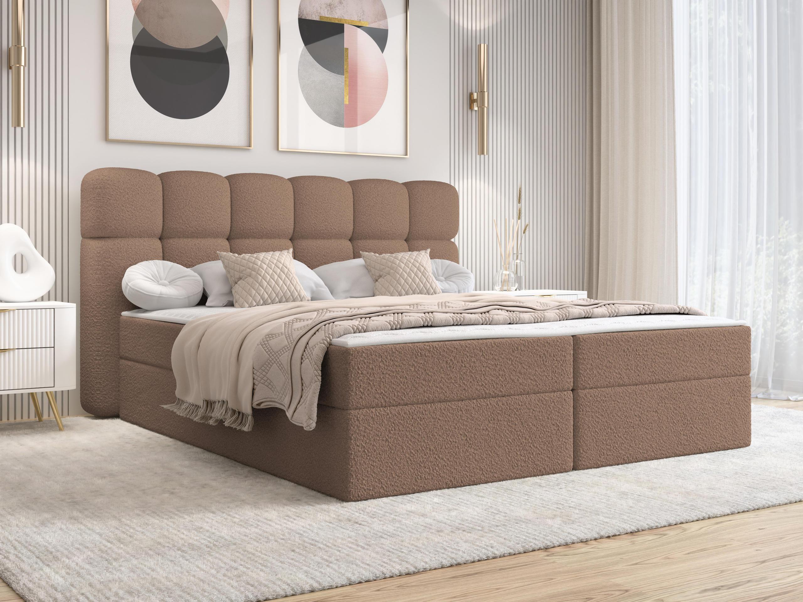 BOXBETT Softi 2 Boucle - H3 Textil MIRJAN24 Möbel > Betten > Boxspringbetten Braun